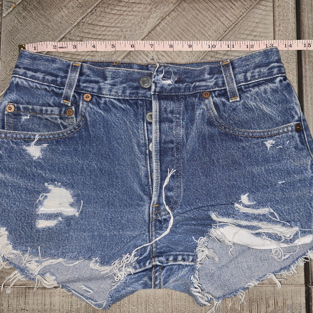Distressed Vintage Levi's 701 Cut Off Denim Shorts